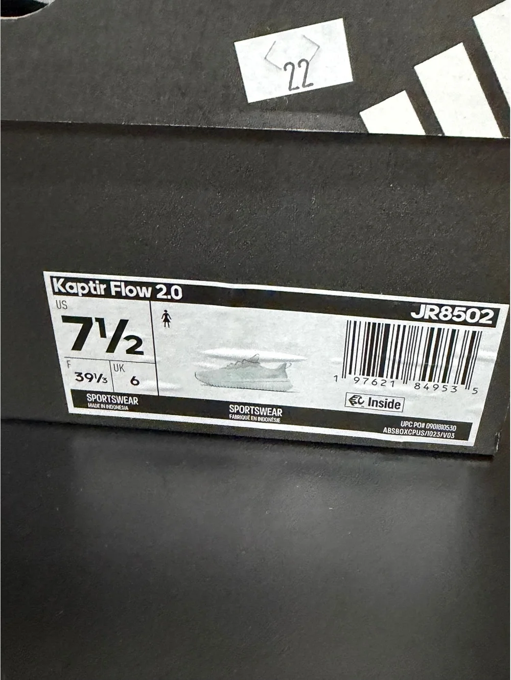 Size 7.5 - Adidas Women’s Kaptir Flow 2.0 “Cloud White”